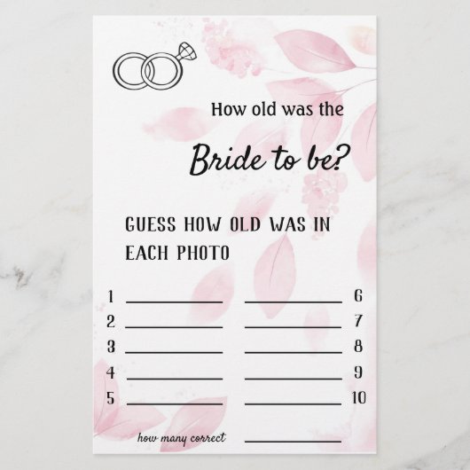 Hoe oud zou de bruid zijn? - Roze Waterverf Flyer (Voorkant)