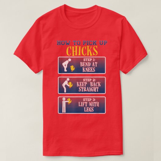 Hoe pakken we kippen Funny Chicken T-shirt op (Design voorkant)