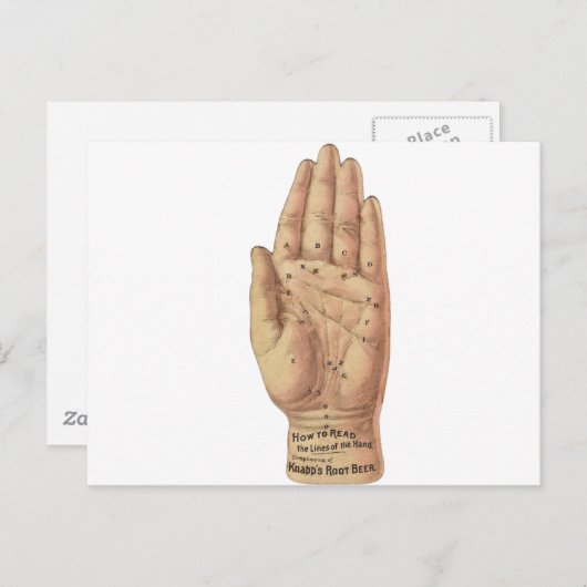 Hoe palmen te lezen briefkaart (Voorkant / Achterkant)