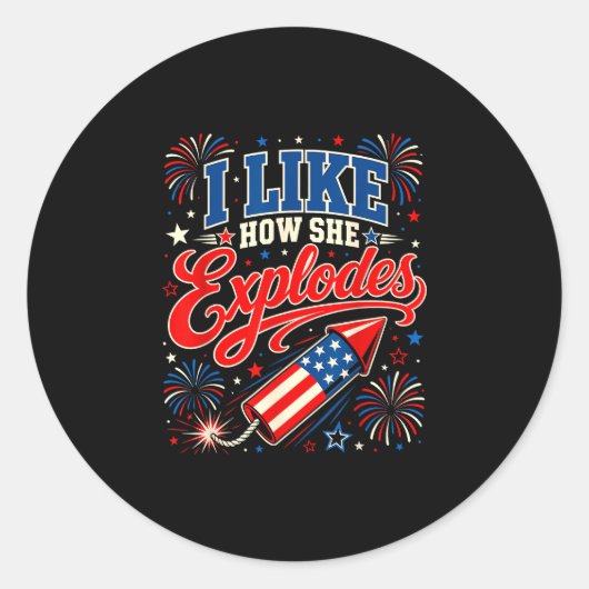 Hoe patriotische humor explodeert op 4 juli ronde sticker (Voorkant)