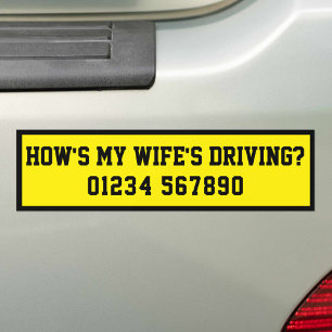 Hoe rijdt mijn vrouw? Grappig Bumpersticker