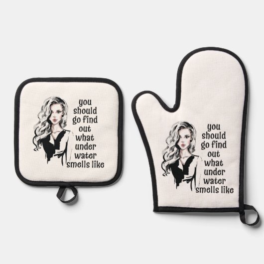 Hoe ruikt onderwater ovenwant & pannenlap set (Voorkant)