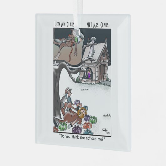 Hoe Santa Met Mrs Claus Glass Square Ornament (Voorkant links)