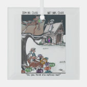 Hoe Santa Met Mrs Claus Glass Square Ornament (Voorkant)