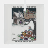 Hoe Santa Met Mrs Claus Glass Square Ornament (Achterkant)