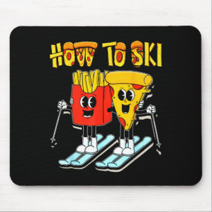Hoe ski je grappige pizza frietjes skier skien muismat