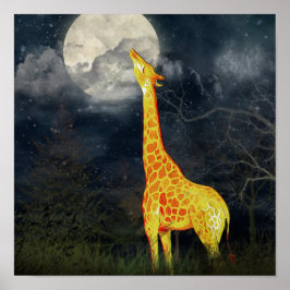 Hoe smaakt de maan? Giraffe and Moon Poster