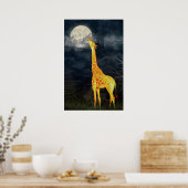 Hoe smaakt de maan? Giraffe en maan Poster (Keuken)