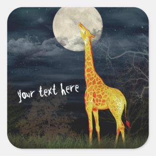 Hoe smaakt de maan? Giraffe en moon Sticke Vierkante Sticker