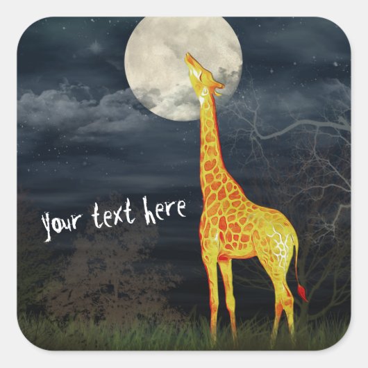 Hoe smaakt de maan? Giraffe en moon Sticke Vierkante Sticker (Voorkant)