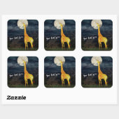 Hoe smaakt de maan? Giraffe en moon Sticke Vierkante Sticker (Vel)