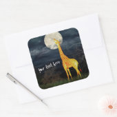 Hoe smaakt de maan? Giraffe en moon Sticke Vierkante Sticker (Envelop)