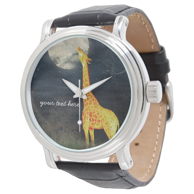 Hoe smaakt de maan? Giraffe en Moon Watch Horloge (Gekanteld)