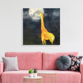 Hoe smaakt de maan? Giraffe & maan | Canvas (Insitu (Woonkamer))