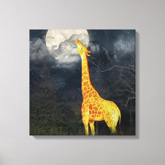 Hoe smaakt de maan? Giraffe & maan | Canvas Afdruk (Voorkant)