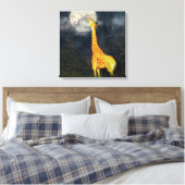 Hoe smaakt de maan? Giraffe & maan | Canvas Afdruk (Insitu (Slaapkamer))