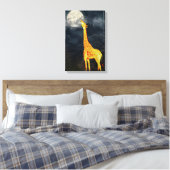 Hoe smaakt de maan? Giraffe & maan | Canvas Afdruk (Insitu (Slaapkamer))