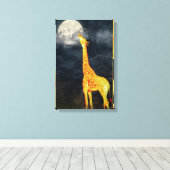 Hoe smaakt de maan? Giraffe & maan | Canvas Afdruk (Insitu (Houten vloer))