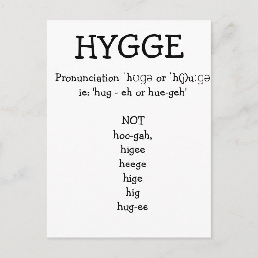 Hoe spreek je SAY HYGGE grappig aangepast uit Briefkaart (Voorkant)