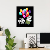 Hoe Thyme met Funny Herb Pun Dark BG vliegt Poster (Thuiskantoor)