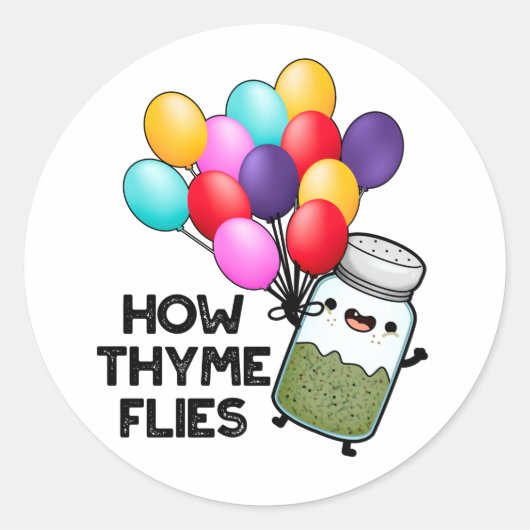 Hoe Thyme met Funny Herb Pun vliegt Ronde Sticker (Voorkant)