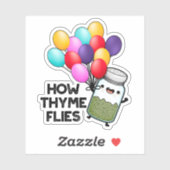 Hoe Thyme met Funny Herb Pun vliegt Sticker (Vel)