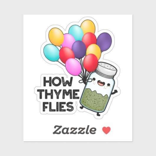 Hoe Thyme met Funny Herb Pun vliegt Sticker (Vel)
