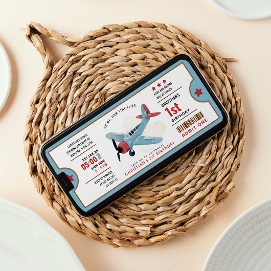 Hoe tijd vliegt Vliegtuig Verjaardag ticket Uitnod Kaart