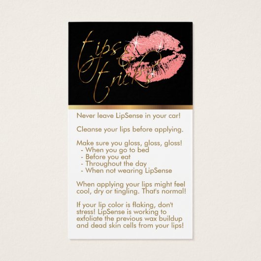 Hoe toe te passen & Tips - Coral Glitter Lips Visitekaartje (Achterkant)