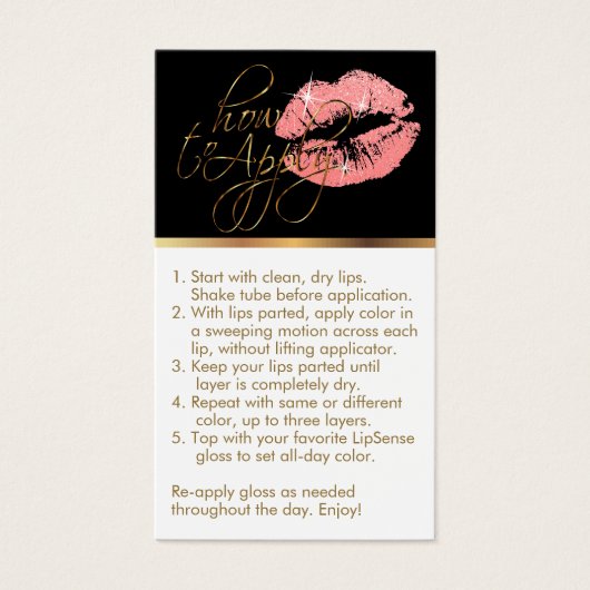 Hoe toe te passen & Tips - Coral Glitter Lips Visitekaartje (Voorkant)