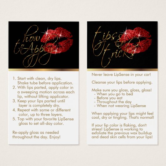 Hoe toe te passen & Tips - Red Glitter Lips Visitekaartje (Voorkant /achterkant)