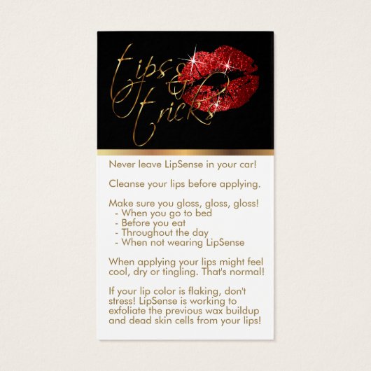 Hoe toe te passen & Tips - Red Glitter Lips Visitekaartje (Achterkant)