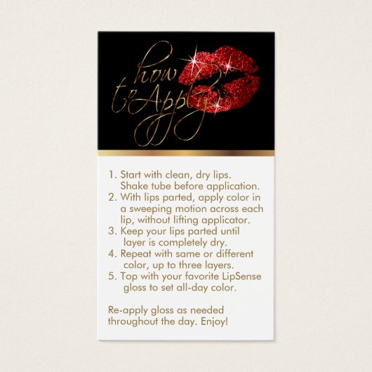 Hoe toe te passen & Tips - Red Glitter Lips Visitekaartje (Voorkant)