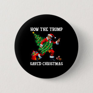Hoe Trump Kerstmis redde Funny Trump Kerstmis Ronde Button 5,7 Cm