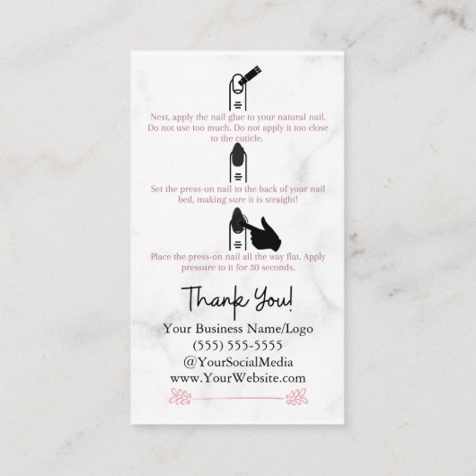 Hoe u de marmer met de Nails op de ingedrukt houdt Visitekaartje (Achterkant)