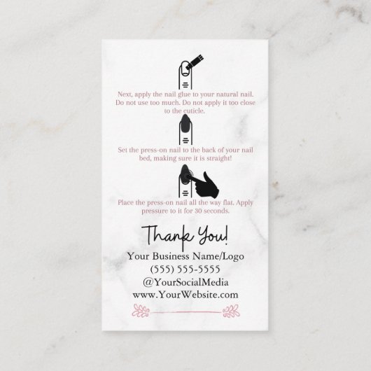 Hoe u de marmer met de Nails op de ingedrukt houdt Visitekaartje (Achterkant)