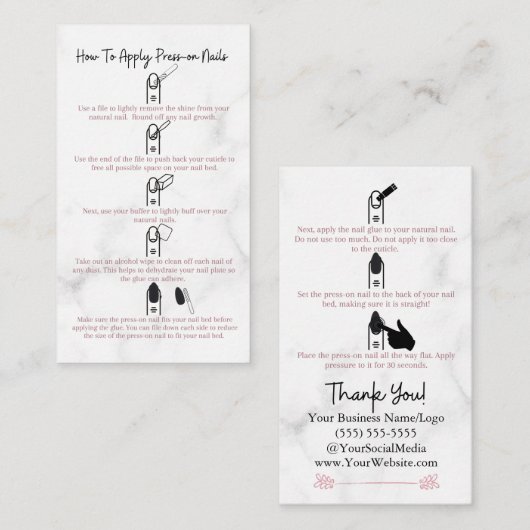 Hoe u de marmer met de Nails op de ingedrukt houdt Visitekaartje (Voorkant / Achterkant)