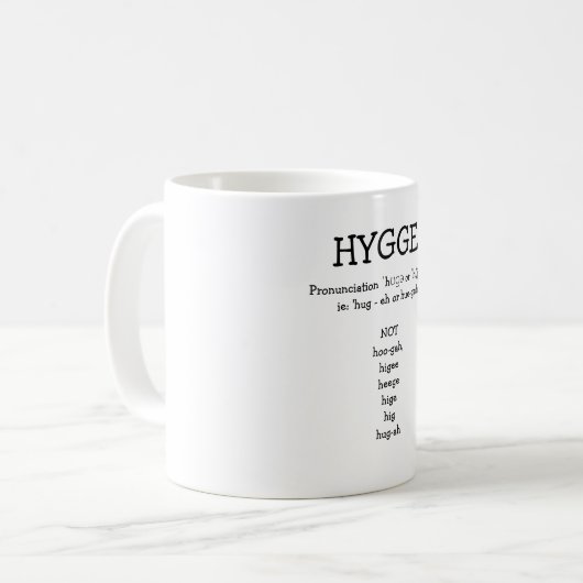 Hoe uit te spreken SAY HYGGE Funny Custom Mok (Voorkant links)