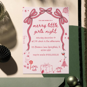 Hoe uniek Christmas Girls Night Hand Drawn Kaart
