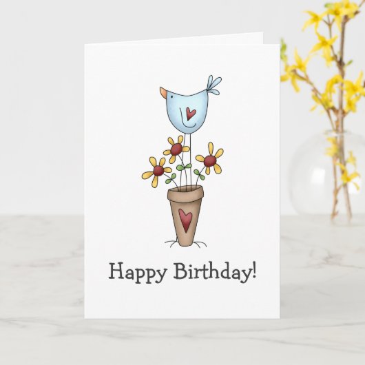 Hoe Uw Tuin groeit · Vogel & Bloemen Kaart (Gele Bloem)