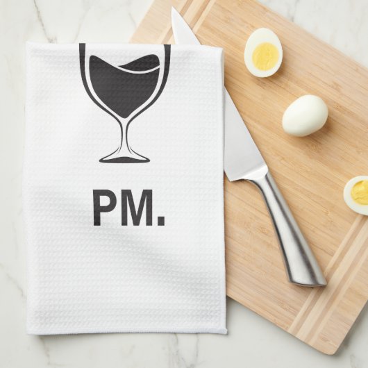 Hoe vertel ik de tijd AM-koffie en PM-wijn Theedoek (Quarter Fold)