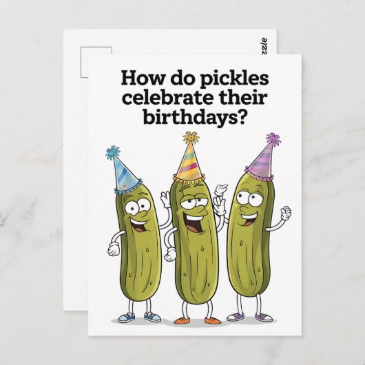 Hoe vieren augurken hun verjaardag Grappig Briefkaart (Voorkant / Achterkant)