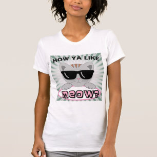 Hoe vind je MEOW? Kattengezicht met zonnebril T-sh T-shirt