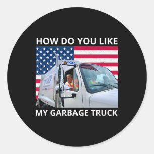 Hoe vind je mijn vuilniswagen Trump-rit in vuilnis Ronde Sticker