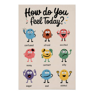 Hoe voel je je vandaag? Emotie Poster voor kindere
