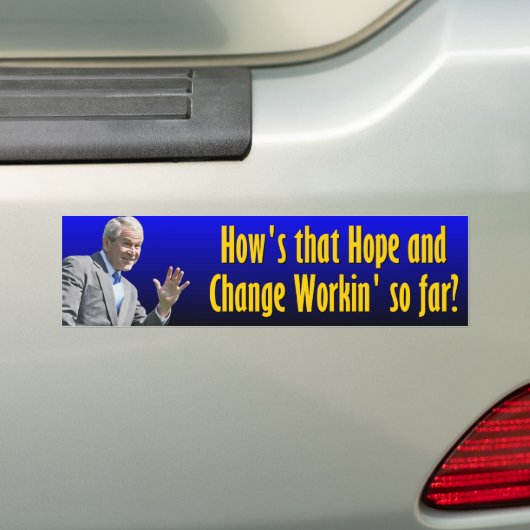 Hoe werkt die Hope & Change tot nu toe? Bumpersticker (Op auto)