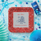 Hoe Western Paisley Denim Blue Jeans Verjaardag Papieren Bordje (Feest)