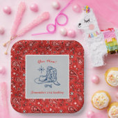 Hoe Western Paisley Denim Blue Jeans Verjaardag Papieren Bordje (Feest)