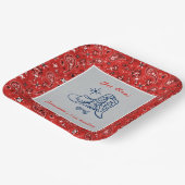 Hoe Western Paisley Denim Blue Jeans Verjaardag Papieren Bordje (Gebogen)