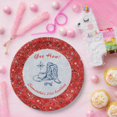 Hoe Western Paisley Denim Blue Jeans Verjaardag Papieren Bordje (Feest)